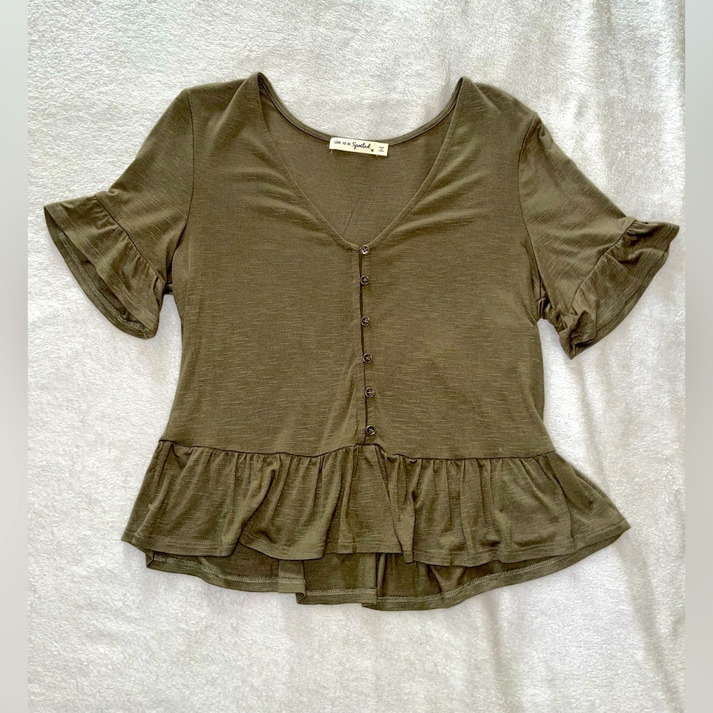 NEW Peplum Button Down Top